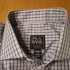 BNWT Jos A Bank 16/34 dress shirt purple check